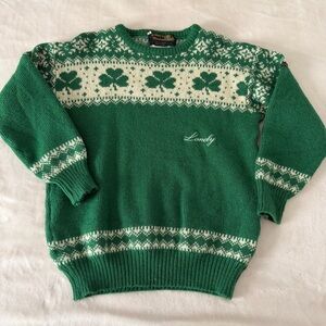 Irish Green and White 100%Wool Sweater 
St Patrick’s Day Size M